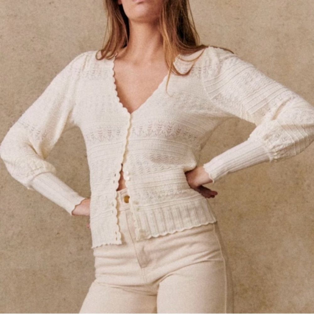 Sezane Charlotte Cardigan - Ecru Size XXS